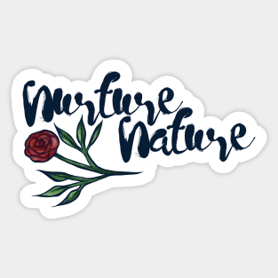 Nurture Nature Red Rose Black Ink Sticker